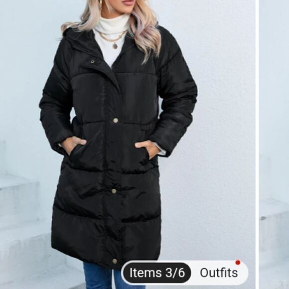 Shein 0X black coat puffer w hood - Picture 7 of 8